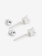DCK Mens Silver Tone Cubic Zirconia Stud Earrings - Image 2 of 3
