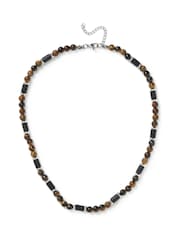 DCK Mens Tigers Eye And Lava Bead Brown Necklace - Image 1 of 2