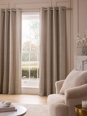 Natural Zebra Chenille Eyelet Lined Curtains - Image 1 of 5