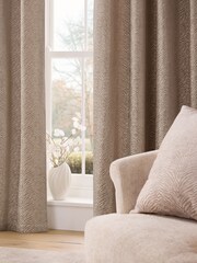 Natural Zebra Chenille Eyelet Lined Curtains - Image 3 of 5