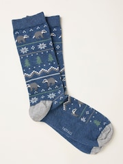 FatFace Navy Fairisle Badger Socks - Image 1 of 2
