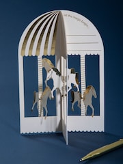 Hallmark White Gold Premium 3D Carousel Greeting Card - Paper Fables - Image 1 of 6
