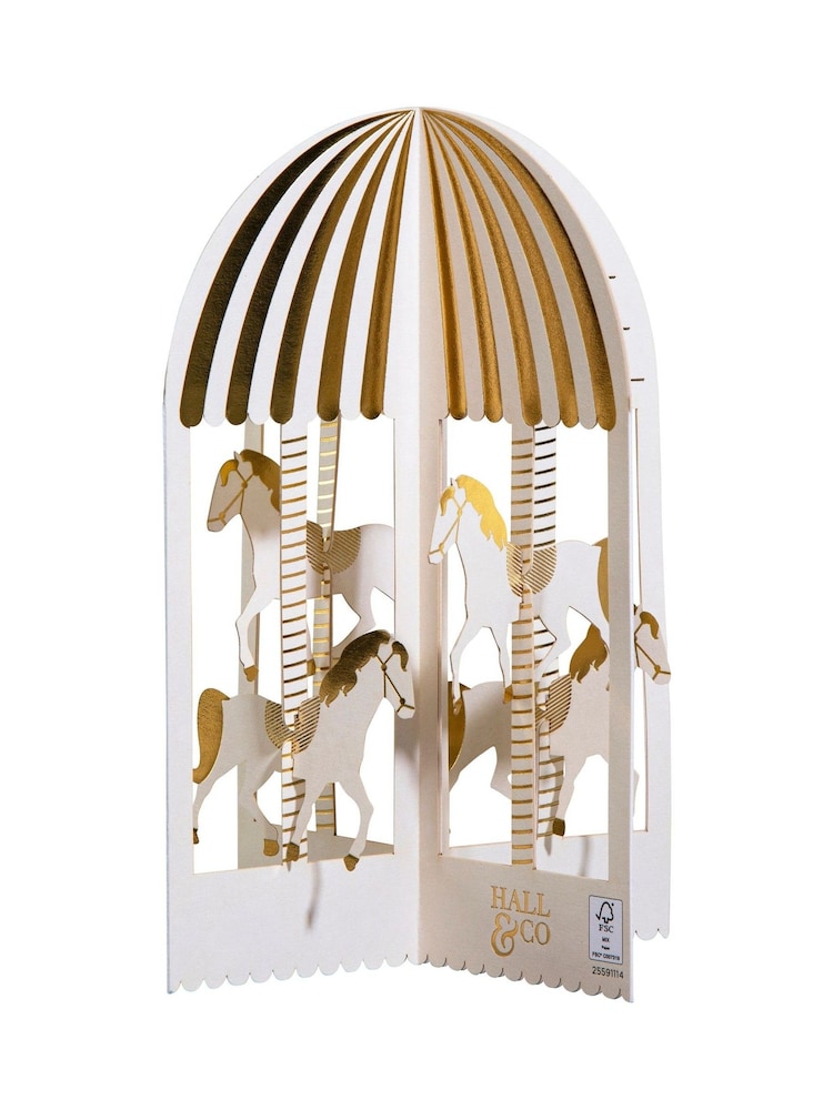 Hallmark White Gold Premium 3D Carousel Greeting Card - Paper Fables - Image 2 of 6