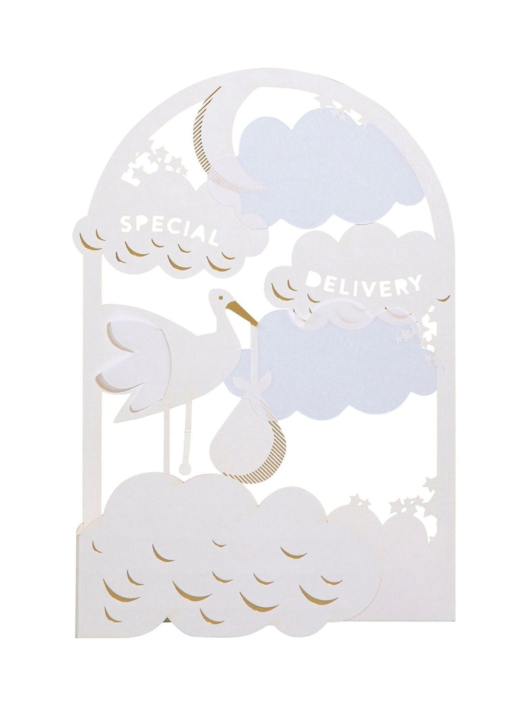 Hallmark White Gold Premium 3D New Baby Card - Paper Fables - Image 2 of 5