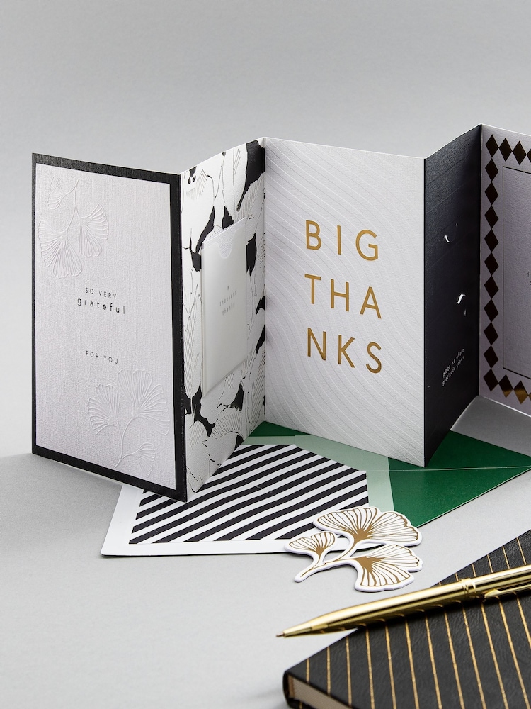 Hallmark Black White Gold Premium Thank You Card - Memento Luxe - Image 1 of 5