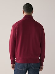 Dark Red Cotton Rich Jersey Zip Through Funnel Neck Sweatshirt - Image 3 of 4