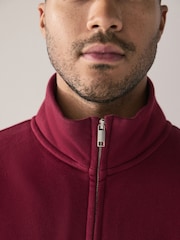 Dark Red Cotton Rich Jersey Zip Through Funnel Neck Sweatshirt - Image 4 of 4