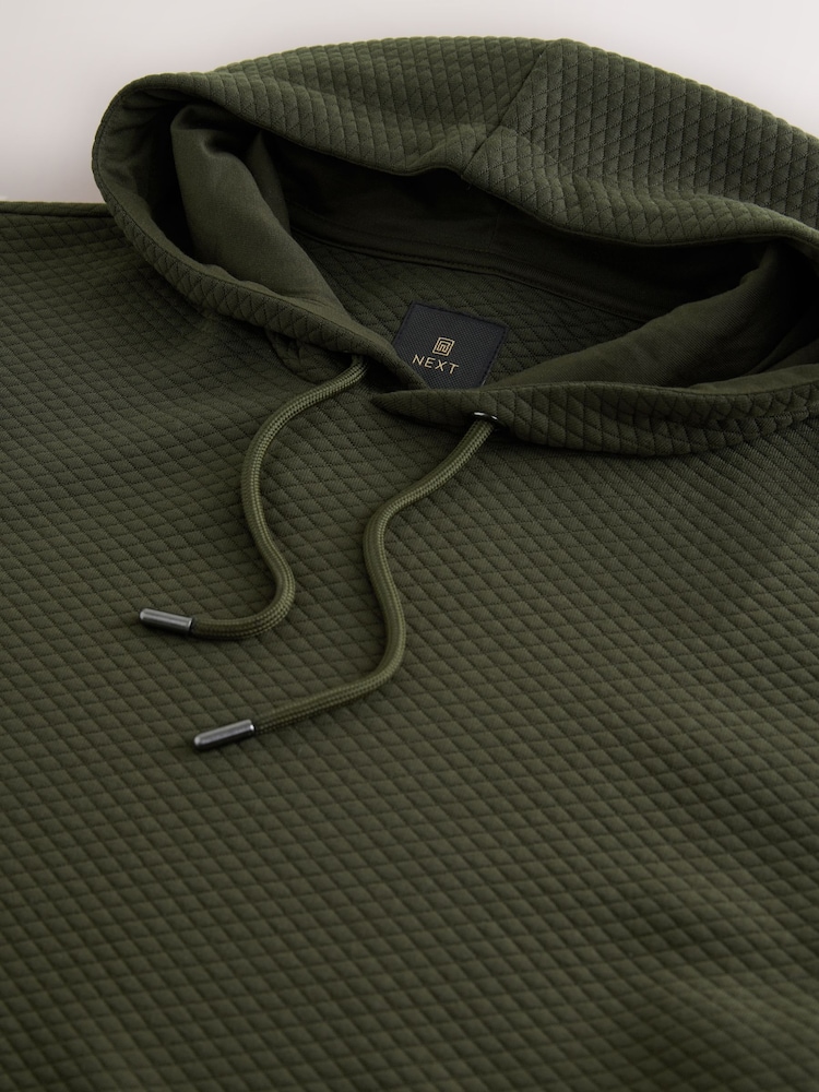 Khakigrün - Strukturiertes Kapuzensweatshirt / Kapuzenjacke - Bild 3 von 3
