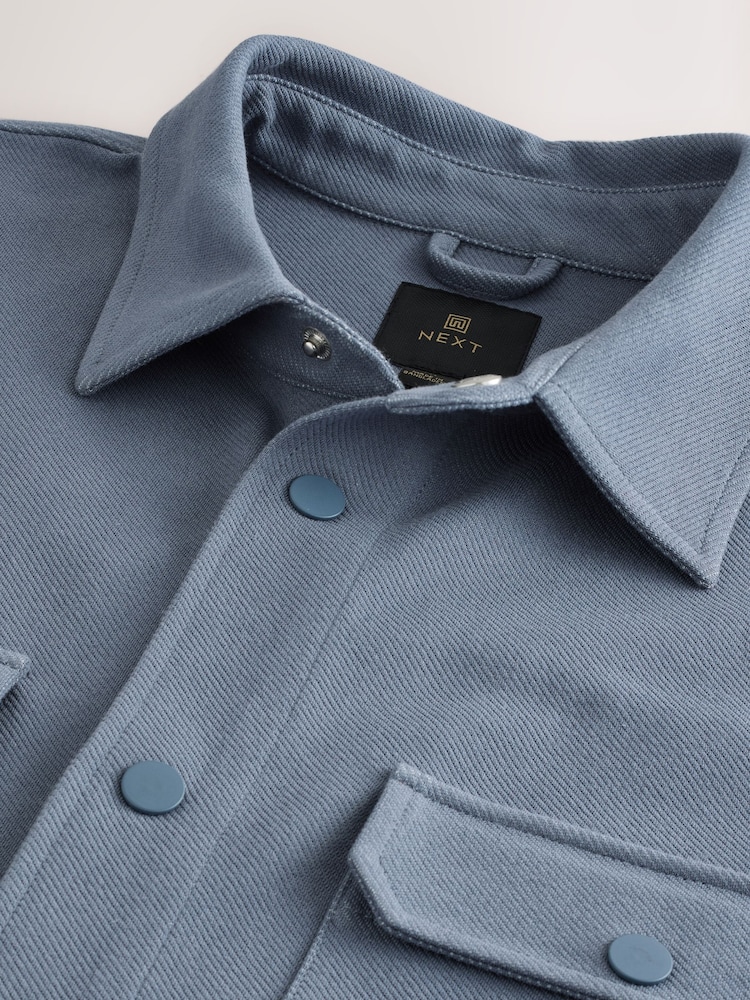 Blue Jersey Twill Popper Shacket - Image 3 of 3