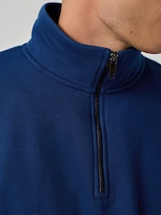 Ink Blue Quarter Zip Cotton Rich Jersey Sweatshirt - Image 3 of 7