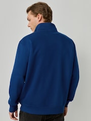 Ink Blue Quarter Zip Cotton Rich Jersey Sweatshirt - Image 4 of 7