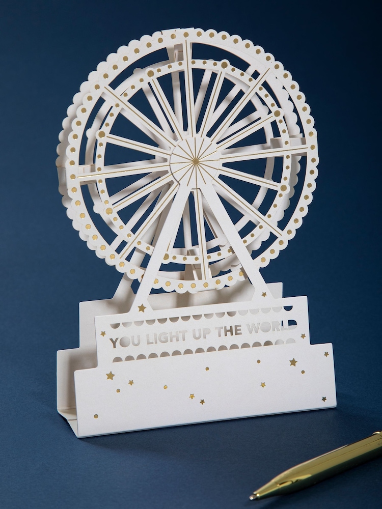 Hallmark White Gold Premium 3D Ferris Wheel Card - Paper Fables - Image 1 of 6