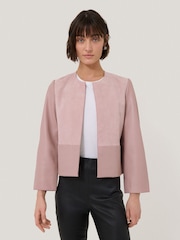 Jigsaw Pink Nakoa Leather Mix Jacket - Image 1 of 6