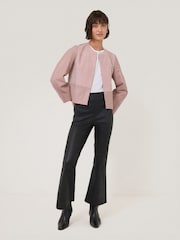 Jigsaw Pink Nakoa Leather Mix Jacket - Image 3 of 6