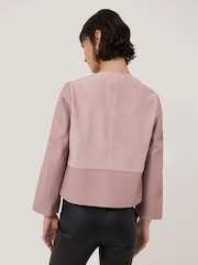 Jigsaw Pink Nakoa Leather Mix Jacket - Image 4 of 6