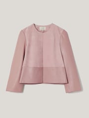 Jigsaw Pink Nakoa Leather Mix Jacket - Image 6 of 6