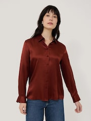 Jigsaw Red Silk Satin Blend Shirt - Image 1 of 6