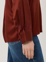 Jigsaw Red Silk Satin Blend Shirt - Image 2 of 6