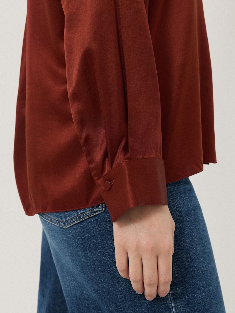 Jigsaw Red Silk Satin Blend Shirt - Image 2 of 6