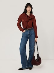 Jigsaw Red Silk Satin Blend Shirt - Image 3 of 6