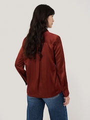 Jigsaw Red Silk Satin Blend Shirt - Image 4 of 6