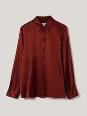 Jigsaw Red Silk Satin Blend Shirt - Image 6 of 6