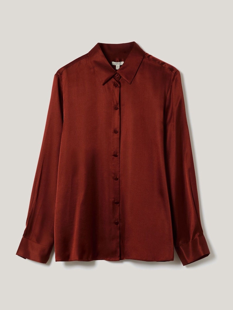 Jigsaw Red Silk Satin Blend Shirt - Image 6 of 6