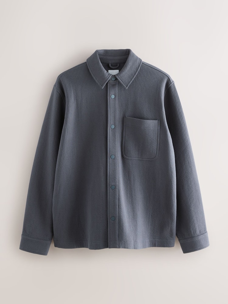 NEXT Giacca Stile Camicia Uomo – Jersey Testurizzato Con Bottoni A Pressione E Tasche – Look Impeccabile
