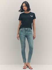 True Religion Jet Black 100% Cotton Embroidered Horseshoe Short Sleeve Crew T-Shirt - Image 2 of 4