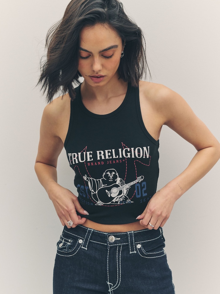 True Religion Jet Black Buddha Goddess Tank - Image 1 of 6 True Religion Jet Black Buddha Goddess Tank - Image 1 of 6