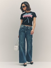 True Religion Jet Black Palm Tree Baby T-Shirt - Image 4 of 6
