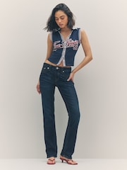 True Religion Indigo Upgrade Billie Mid Rise Straight Jeans - Image 4 of 6