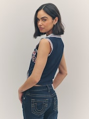True Religion Dress Blue Sporty Terry Polo Jacket - Image 5 of 6