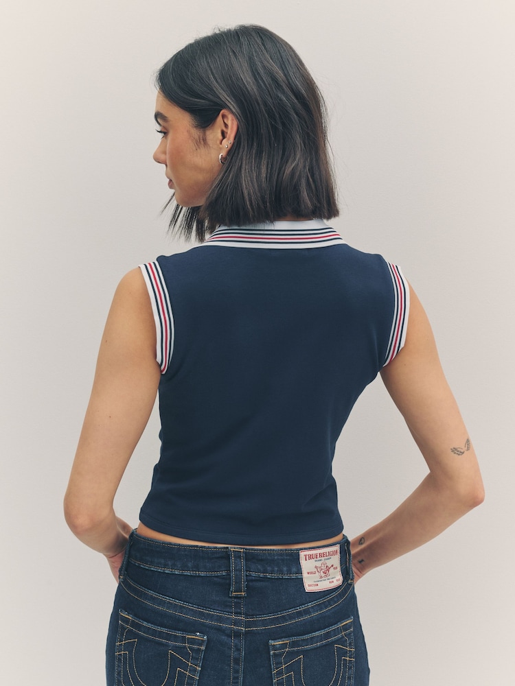 True Religion Dress Blue Sporty Terry Polo Jacket - Image 6 of 6
