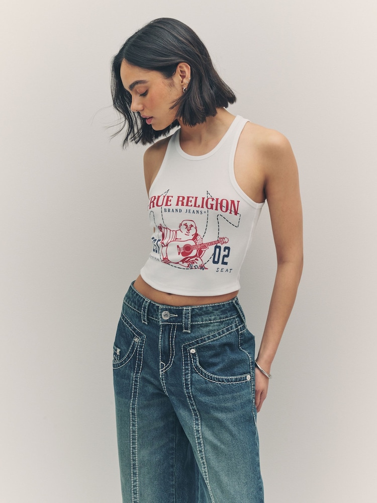True Religion Optic White Buddha Goddess Tank - Image 1 of 6