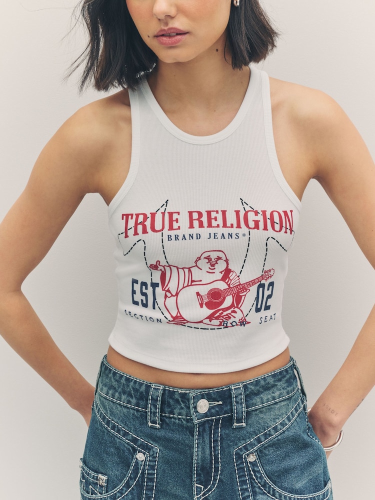 True Religion Optic White Buddha Goddess Tank - Image 6 of 6