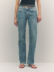 True Religion Peak Spot Billie Mid Rise Straight Jeans - Image 1 of 6