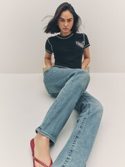 True Religion Peak Spot Billie Mid Rise Straight Jeans - Image 5 of 6