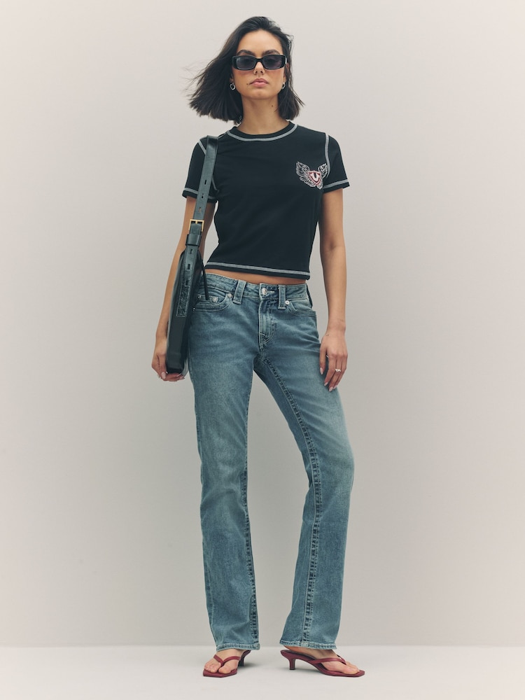 True Religion Peak Spot Billie Mid Rise Straight Jeans - Image 6 of 6