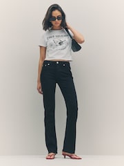 True Religion 2SB Black Rinse Billie Mid Rise Straight Jeans - Image 2 of 6