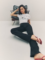 True Religion 2SB Black Rinse Billie Mid Rise Straight Jeans - Image 4 of 6