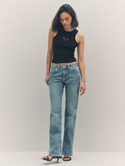 True Religion Jet Black Mesh Horseshoe Racer Tank - Image 3 of 6