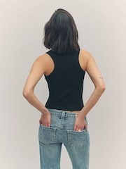 True Religion Jet Black Mesh Horseshoe Racer Tank - Image 5 of 6