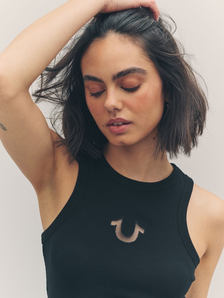 True Religion Jet Black Mesh Horseshoe Racer Tank - Image 6 of 6
