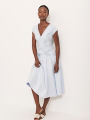 Mint Velvet Blue 100% Cotton Midi Dress - Image 2 of 8