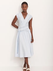 Mint Velvet Blue 100% Cotton Midi Dress - Image 3 of 8