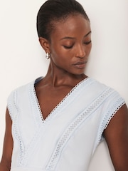 Mint Velvet Blue 100% Cotton Midi Dress - Image 4 of 8