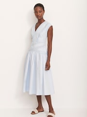 Mint Velvet Blue 100% Cotton Midi Dress - Image 6 of 8