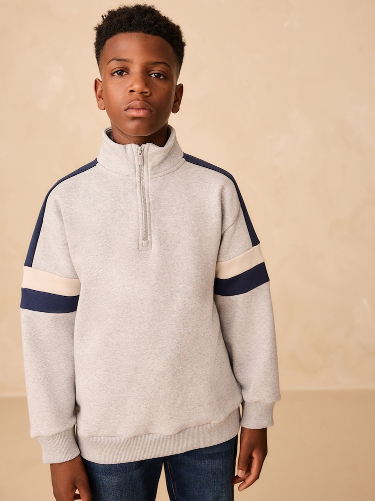 Grey Colourblock Funnel Neck Sweatshirt (3-16yrs) - Image 1 of 10