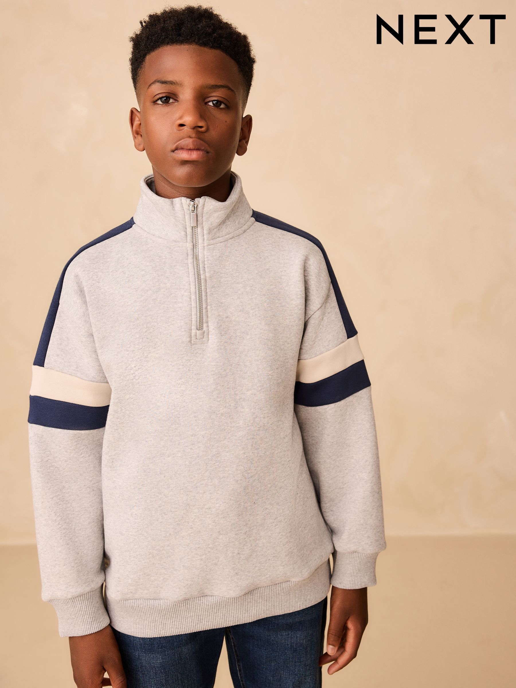 Buy Grey Colourblock Funnel Neck Sweatshirt (3-16yrs) from the